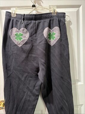 Victoria secret pink charcoal shamrock fleece joggers
